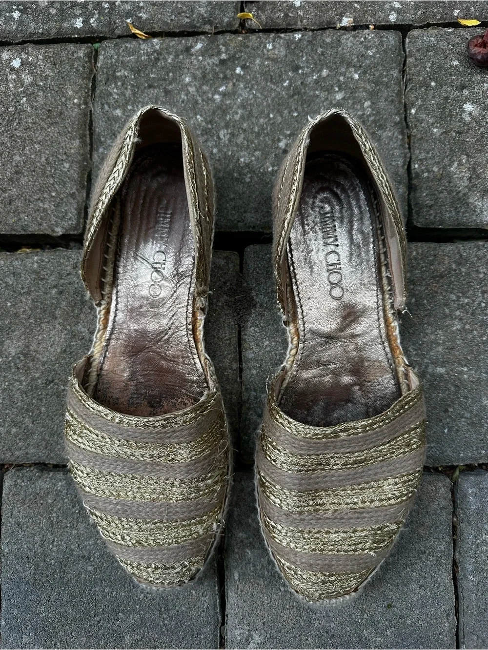 Jimmy Choo Metallic Striped D’Orsay Espadrille Flats - Size 38 (US 8)